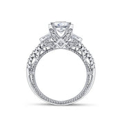 Pave Unique Verragio Venetian Three Stone Princess Cut Diamond Engagement Ring