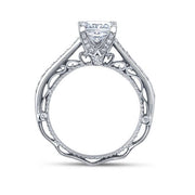 Solitaire Pave Princess Cut Verragio Venetian Engagement Ring W/ Milgrain