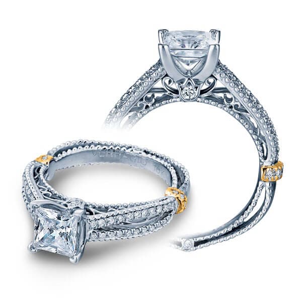 Elegant split shank princess cut verragio venetian engagement ring