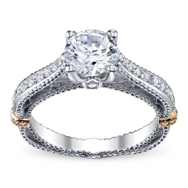 Elegant round brilliant cut verragio venetian engagement ring