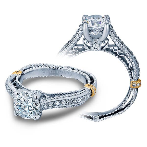 Elegant round brilliant cut verragio venetian engagement ring