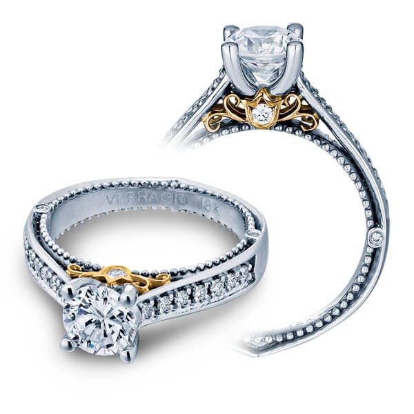 Verragio Venetian Pave Round Brilliant Cut Diamond Engagement Ring W/ Bezel