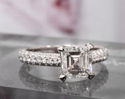 2.80 Ct. Asscher Cut 3 Row Pave Engagement Ring H Color VS1 GIA Certified