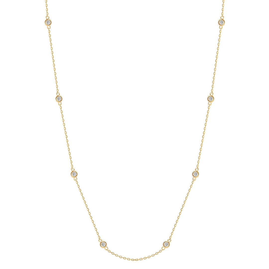 Round Cut Bezel Set Diamond Train Necklace