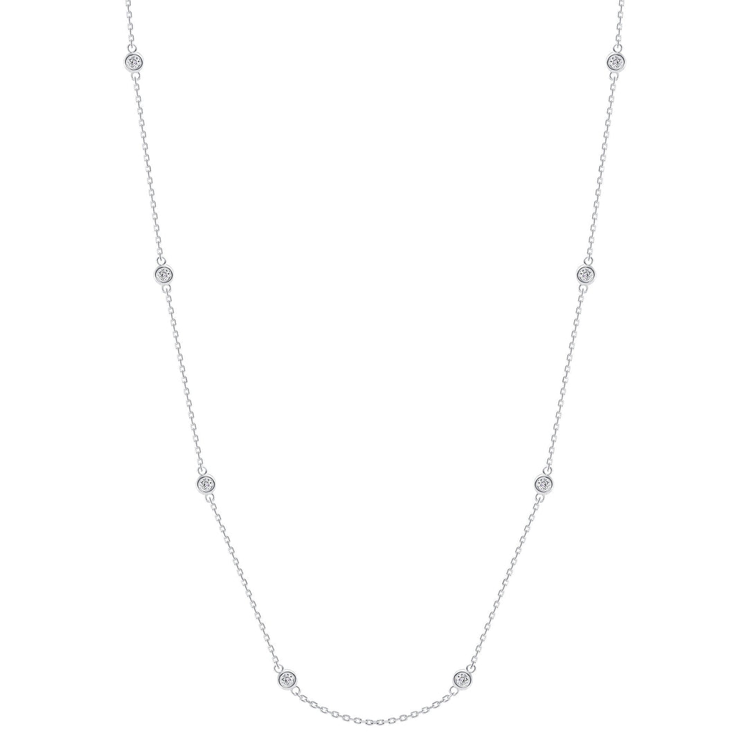 Round Cut Bezel Set Diamond Train Necklace