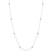 Round Cut Bezel Set Diamond Train Necklace