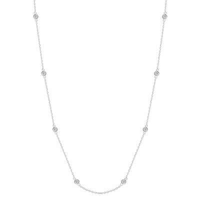 Round Cut Bezel Set Diamond Train Necklace