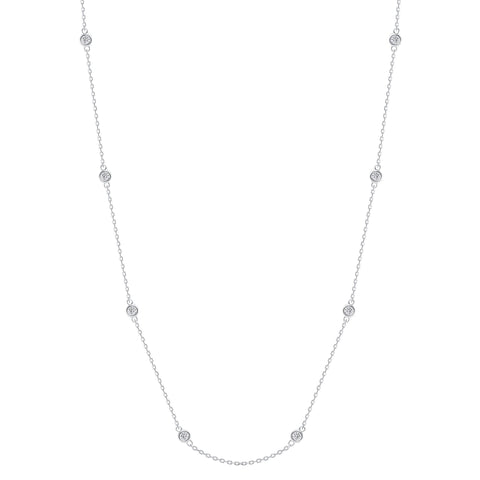 Round Cut Bezel Set Diamond Train Necklace