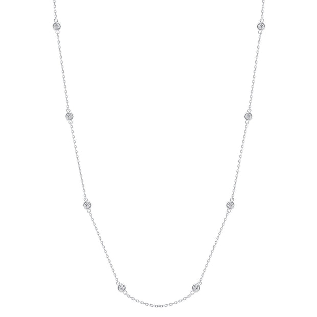 Round Cut Bezel Set Diamond Train Necklace