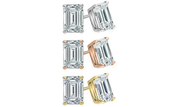 2.40 Ct. Emerald Cut Diamond Stud Earrings H Color VS1 Clarity GIA Certified
