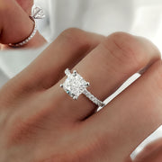 3.25 Ct. Cushion Cut Solitaire Ring with Accents J Color VS2 GIA Certified