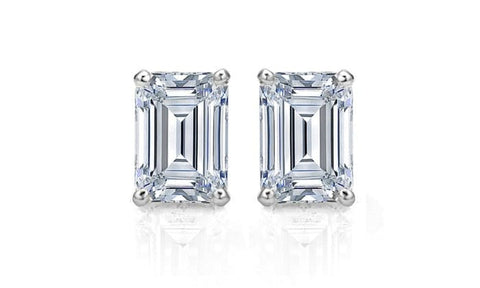 3.00 Ctw. Emerald Cut Diamond Stud Earrings H Color VS1 Clarity GIA Certified