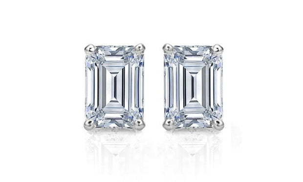 3.00 Ct. Emerald Cut Diamond Stud Earrings H Color VS1 Clarity GIA Certified