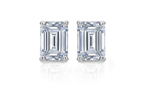 3.00 Ct. Emerald Cut Diamond Stud Earrings G Color VS1 Clarity GIA Certified