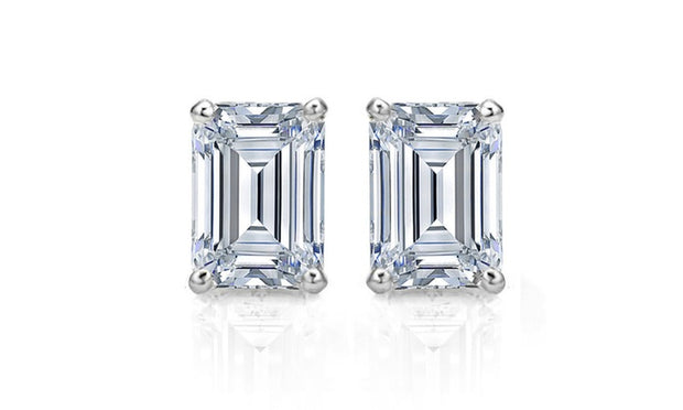 3.00 Ctw. Emerald Cut Natural Diamonds Stud Earrings G Color VS1 Clarity GIA