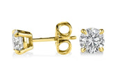 Diamond Stud Earrings Yellow Push Back