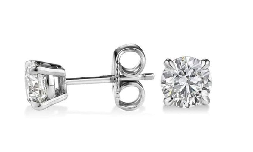 2 Carat Round Cut Stud Earrings F Color VS1 Clarity GIA Certified 3X