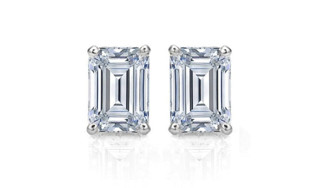 1.10 Ctw Emerald Cut Stud Earrings H Color VS1 Clarity Natural