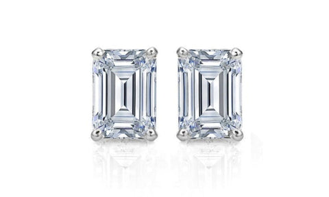 3.00 Ct. Emerald Cut Diamond Stud Earrings H Color VS2 Clarity GIA Certified