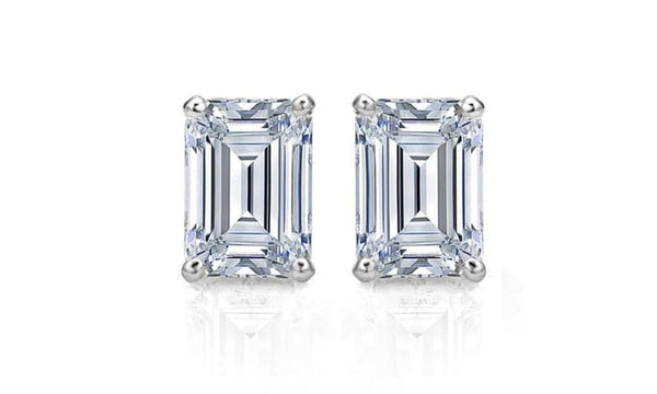 2.00 Ctw Emerald Cut Diamond Stud Earrings H Color VS1 Clarity GIA Certified
