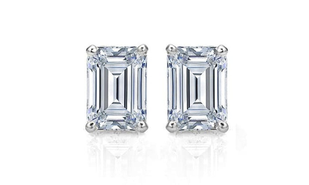 1.50 Ct. Emerald Cut Diamond Stud Earrings H Color VS1 Clarity