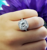 4.90 Ct. Cushion Halo Engagement Ring H Color VS1 GIA Certified