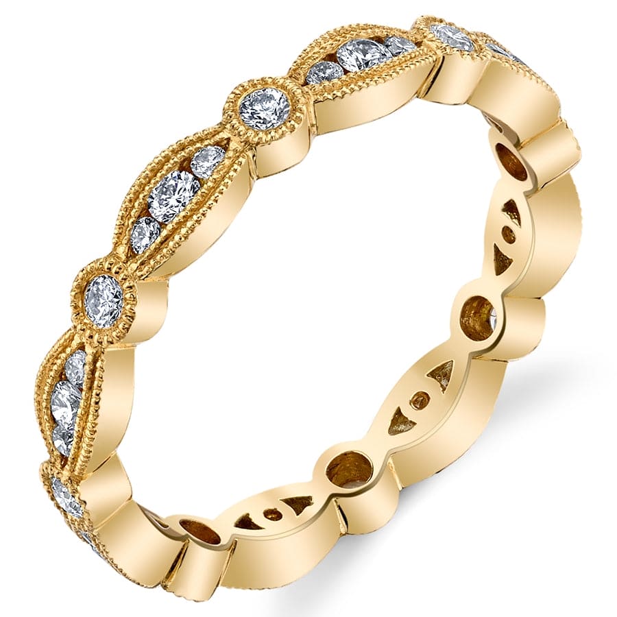 Stackable diamond eternity ring yellow gold