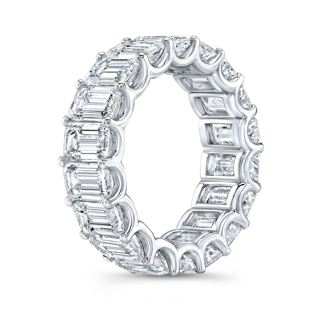 4.00 Ct. U-Setting Emerald Cut Diamond Eternity Ring F-G Color VS1 Clarity