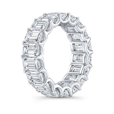 4.00 Ct. U-Setting Emerald Cut Diamond Eternity Ring F-G Color VS1 Clarity