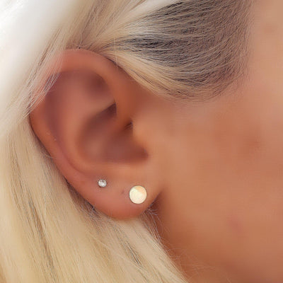 circle stud earrings yellow gold