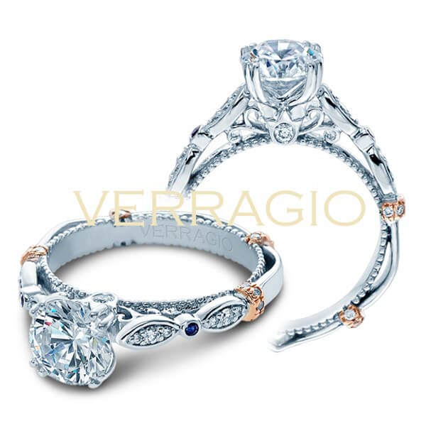 Sapphire verragio parisian classic round cut diamond engagement ring