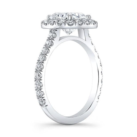 Cushion Cut Halo Engagement Ring Side View