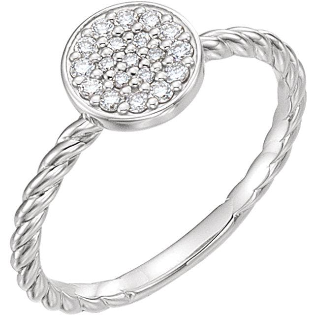 White gold diamond cluster rope ring 