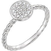white gold diamond cluster rope ring 