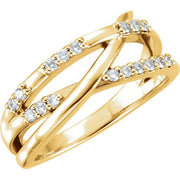 yellow gold diamond criss cross ring 