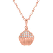 rose gold cupcake diamond pendant necklace