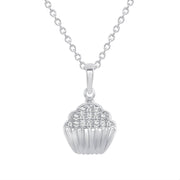 white gold cupcake diamond pendant necklace