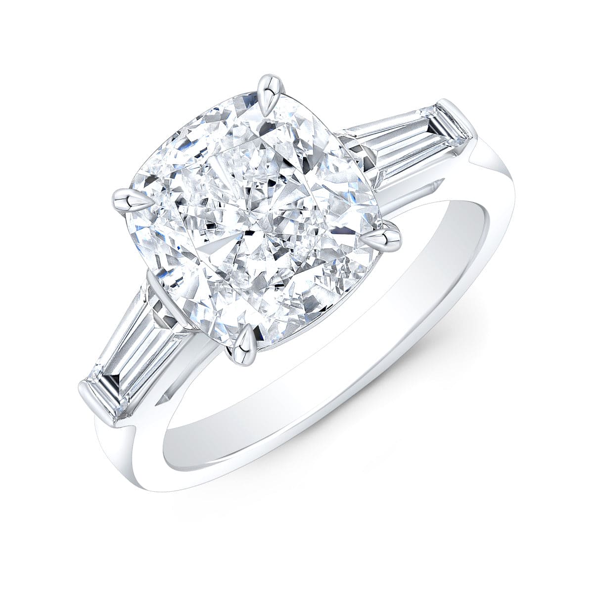 3 stone cushion cut engagement ring