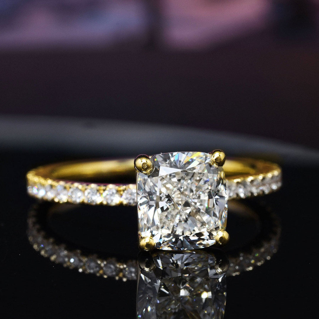 1.30 Ct. Cushion Cut Engagement Ring with Accents G Color VS2 GIA Certified