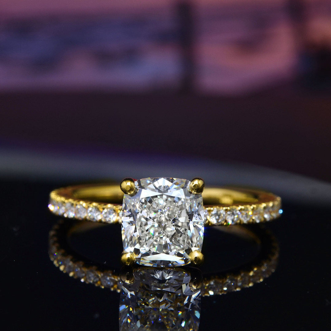 1.80 Ct. Cushion Cut Engagement Ring with Accents I Color VVS1 GIA Certified