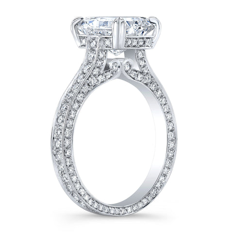 Art-Deco Radiant Cut Diamond Ring Profile View