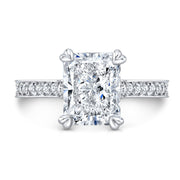 2.50 Ct. Elongated Radiant Cut Hidden Halo Engagement Ring G Color VS2 GIA Certified