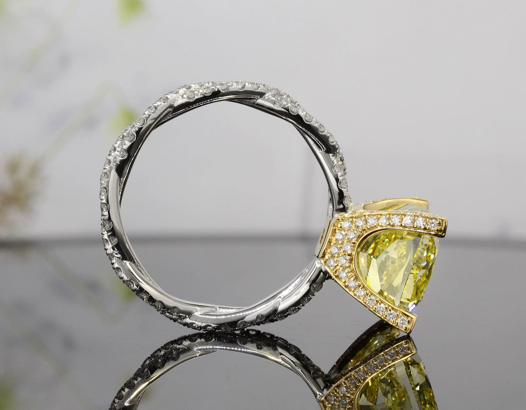 Yellow Cushion Cut Diamond Eternity Twist Ring
