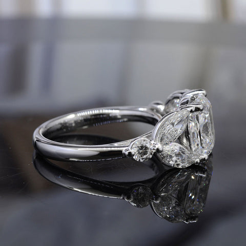 Santa Marquise Diamond Ring with Cushion Cut Side View