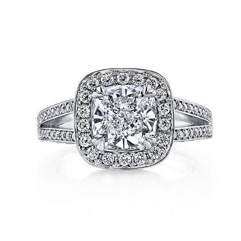 Halo Cushion Cut Engagement Ring Split Shank