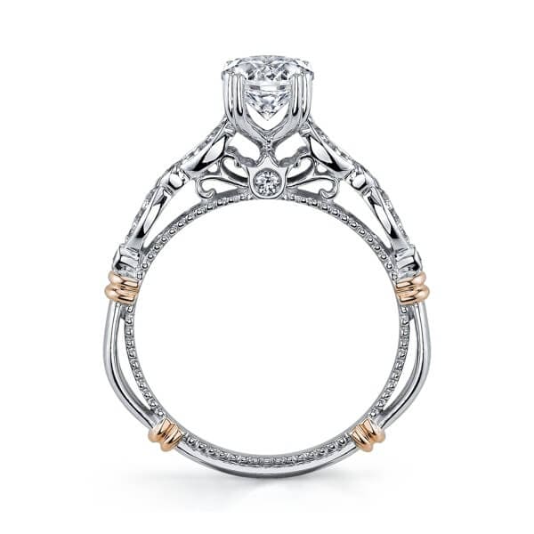 Pave and Bezel Round Cut Diamond Verragio Parisian Engagement Ring