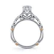 Pave and Bezel Round Cut Diamond Verragio Parisian Engagement Ring