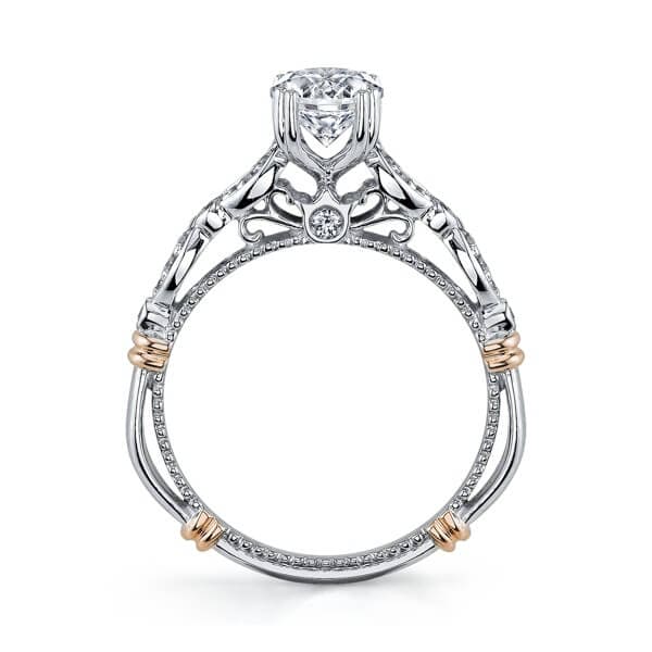 Pave and Bezel Round Cut Diamond Verragio Parisian Engagement Ring
