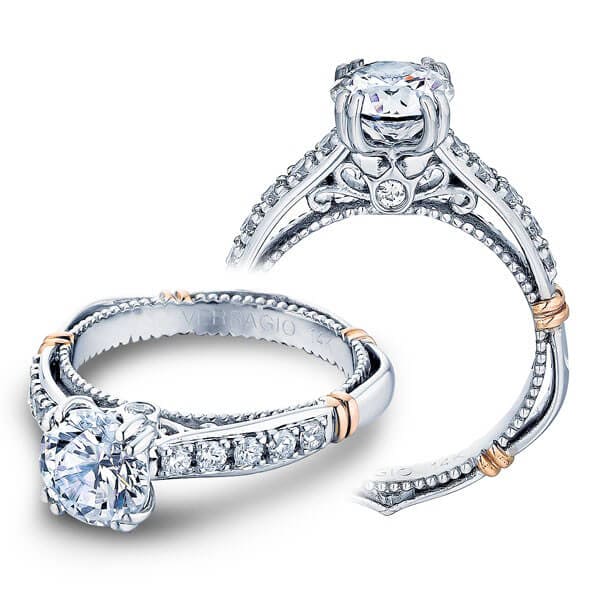 Round Pave Verragio Parisian Engagement Ring