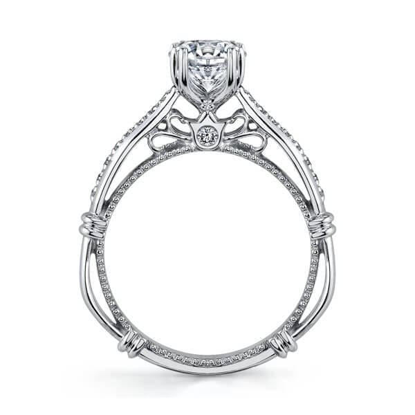 Round Cut Diamond Verragio Parisian Pave Double Prong Engagement Ring